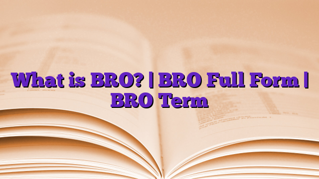 What is BRO? | BRO Full Form | BRO Term